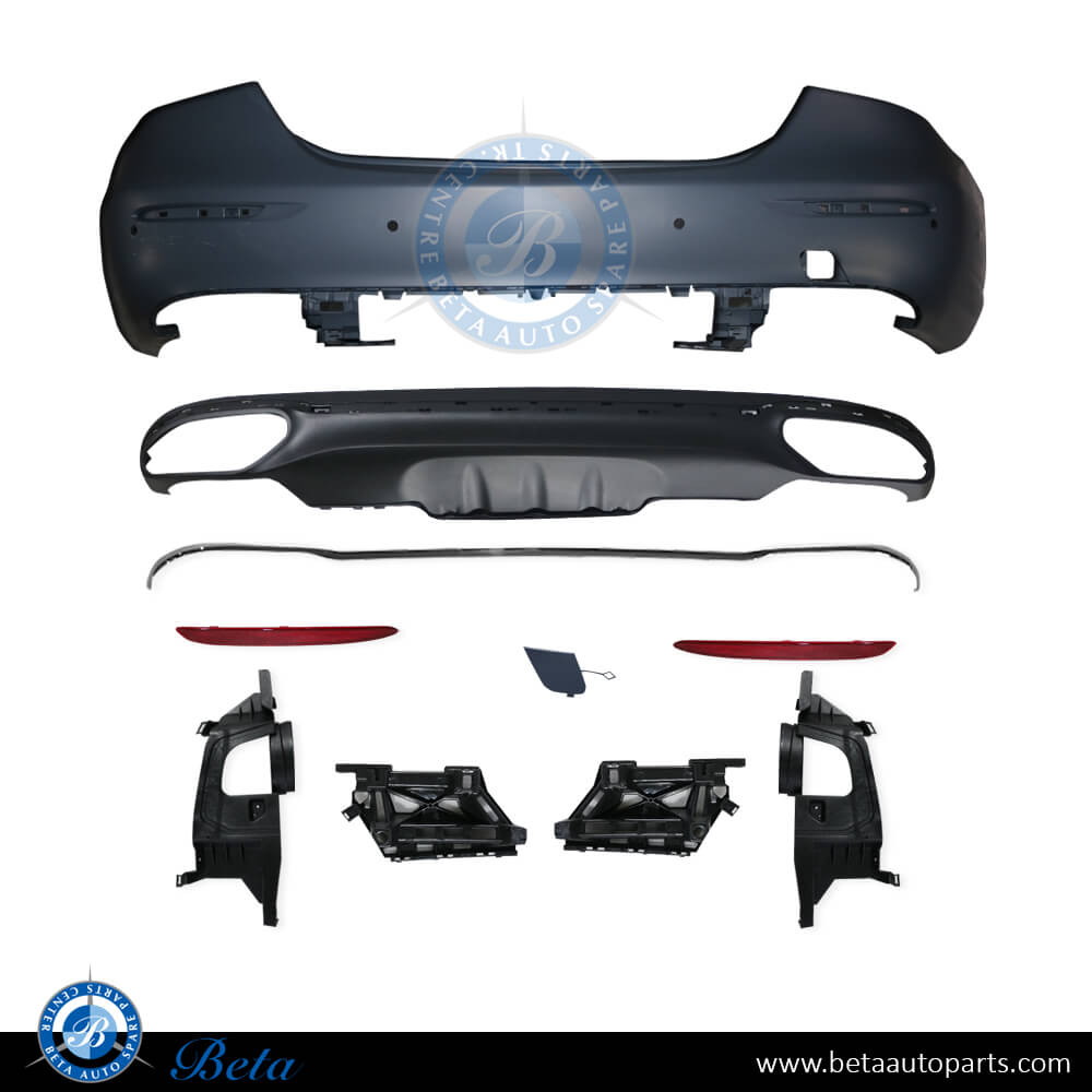 Rear Bumper with PDC with Park Assist for Mercedes E-Class W213 2021-Up models, Part Number 2138854903 Rear Bumper with PDC with Park Assist for Mercedes E-Class W213 2021-Up models, Part Number 2138854903